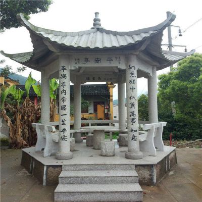 寺廟景區(qū)戶(hù)外裝飾六角休息座椅涼亭石雕