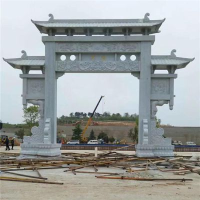 農村鄉(xiāng)鎮(zhèn)大理石石雕單門牌坊