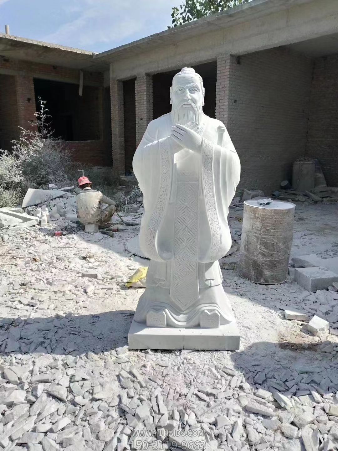 漢白玉孔子，中國古代著名教育家思想家孔子石雕像雕塑