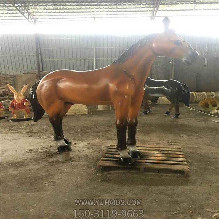 玻璃鋼仿銅馬雕塑  戶(hù)外園林?jǐn)[件