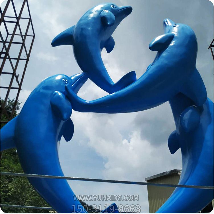 戶(hù)外大型藍(lán)色玻璃鋼海豚雕塑