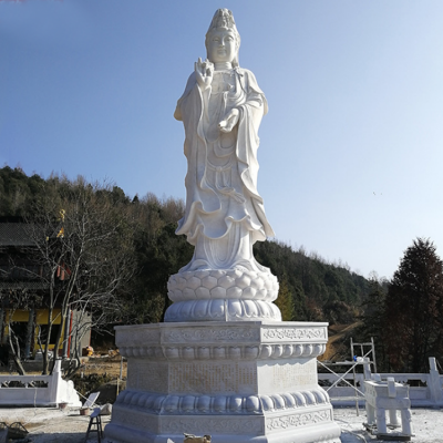 觀音佛像，漢白玉滴水觀音石雕石像