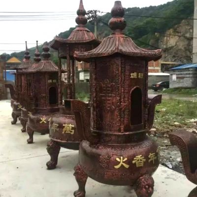 佛堂道教戶(hù)外擺放元寶焚經(jīng)燒紙香爐