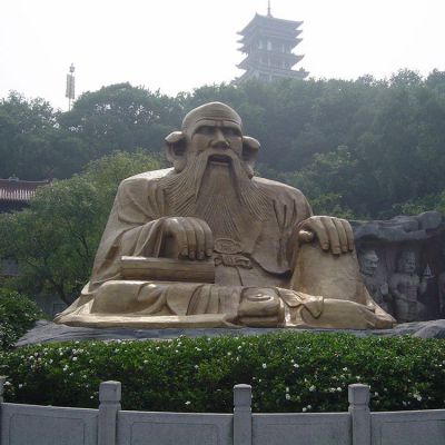 廣場(chǎng)景區(qū)大型銅雕老子，戶(hù)外仿銅古代人物雕塑