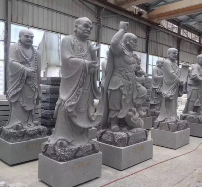 十八羅漢系列佛像，花崗巖18羅漢像