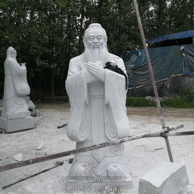 孔子石雕像，漢白玉大理石石雕孔圣人雕塑