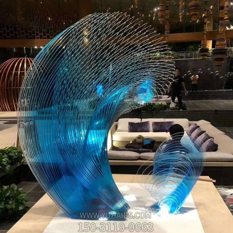 室內創(chuàng)意景觀不銹鋼彩繪藝術品擺件雕塑