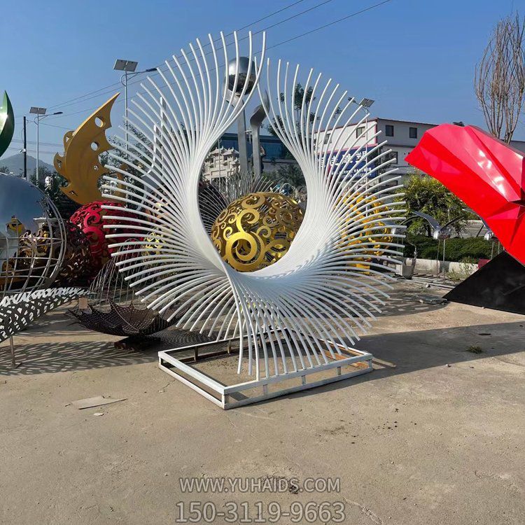 不銹鋼創(chuàng)意條紋圓形藝術(shù)造型廣場(chǎng)戶(hù)外大型景觀雕塑