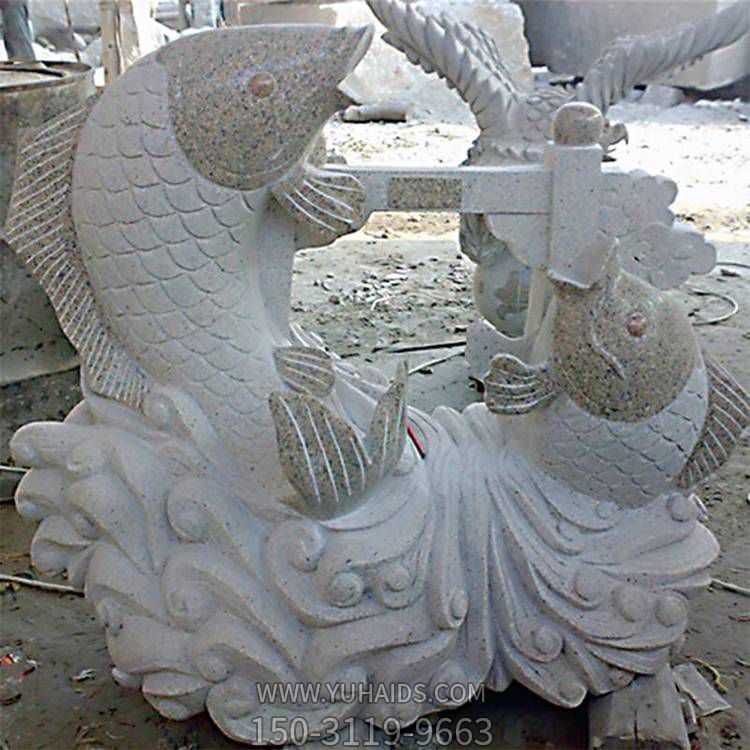 石雕大理石石雕流水?dāng)[件鯉魚(yú)雕塑