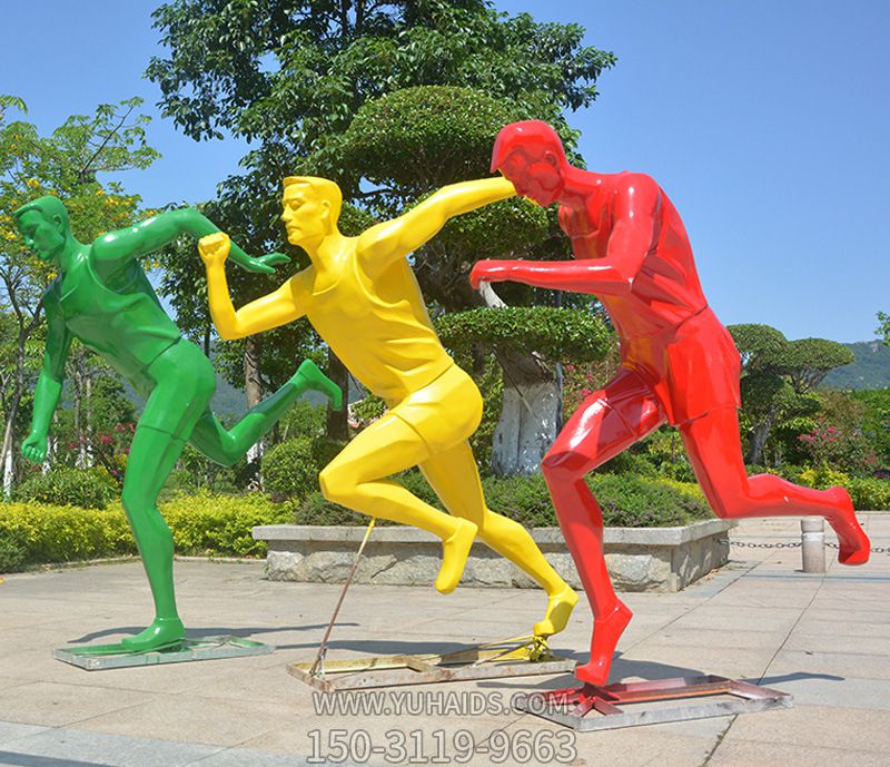  公園小區(qū)學(xué)校廣場(chǎng)玻璃鋼跑步運(yùn)動(dòng)人物雕塑
