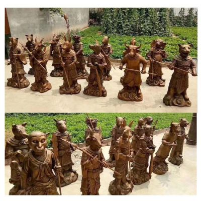 人身獸首的十二生肖銅雕，可做石材或玻璃鋼材質(zhì)