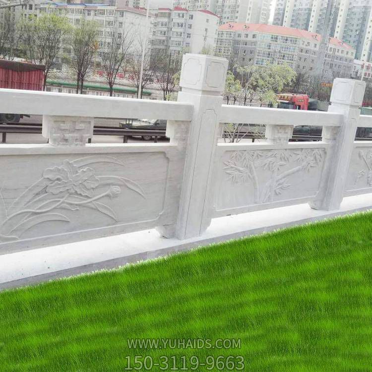 園林河道裝飾漢白玉雕刻防護(hù)欄雕塑