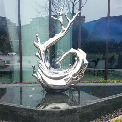 不銹鋼浪花雕塑，園林水景裝飾景觀擺件