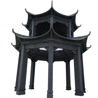 大型仿古青石多角寺廟景觀(guān)涼亭雕塑