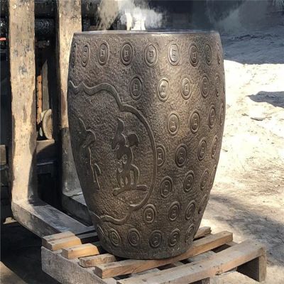 聚寶盆，仿古石雕，招財擺件