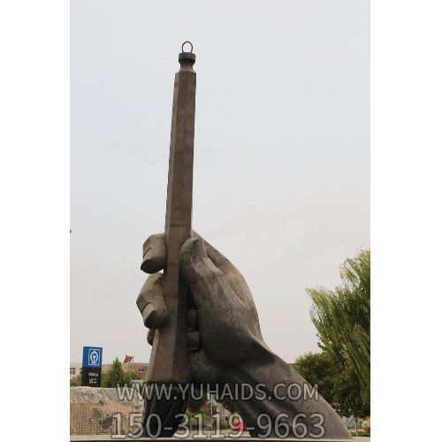 寫(xiě)字，大型手握毛筆寫(xiě)字動(dòng)作景觀(guān)雕塑