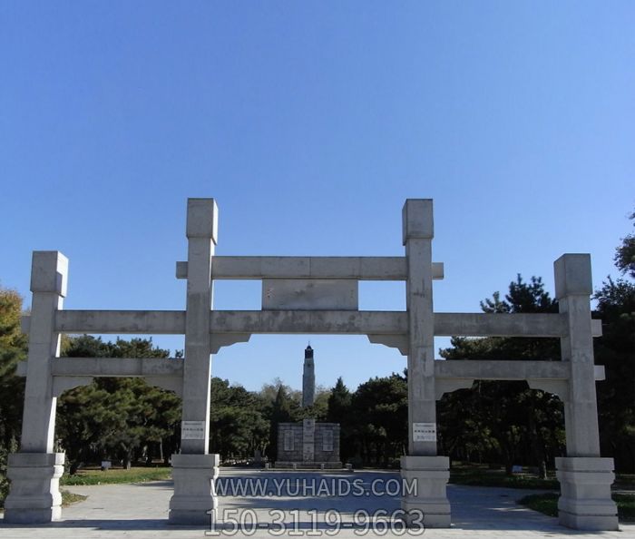 景區(qū)簡(jiǎn)易三門(mén)石柱牌坊石雕雕塑