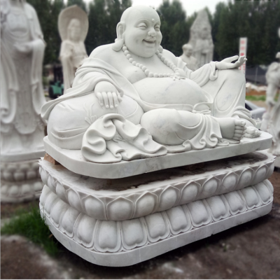 笑彌勒石雕像，漢白玉佛像石雕