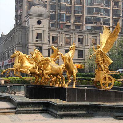 小區(qū)大門(mén)阿波羅戰(zhàn)車鎏金景觀銅雕阿波羅雕塑