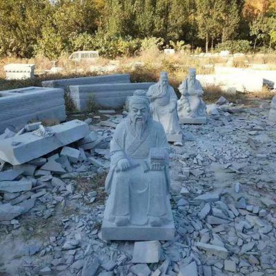 土地公公石雕像，小型坐姿土地爺