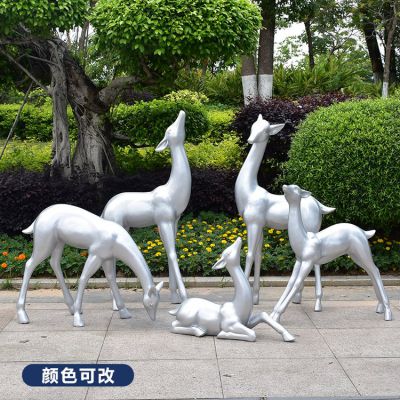 玻璃鋼純色梅花鹿雕塑，顏色可改