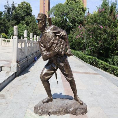 景區(qū)戶(hù)外街道玻璃鋼仿銅園林八路軍戰(zhàn)士人物景觀(guān)