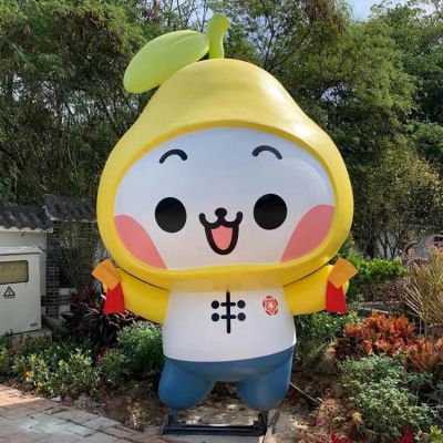 玻璃鋼鴨梨公仔，卡通植物公仔雕塑