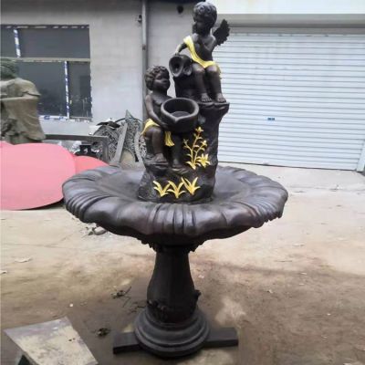 戶(hù)外銅雕西方創(chuàng)意兒童噴泉雕塑