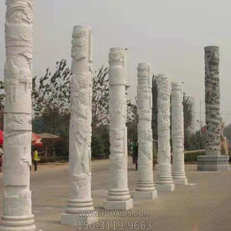 廣場(chǎng)大型景觀裝飾大理石石雕文化龍柱雕塑