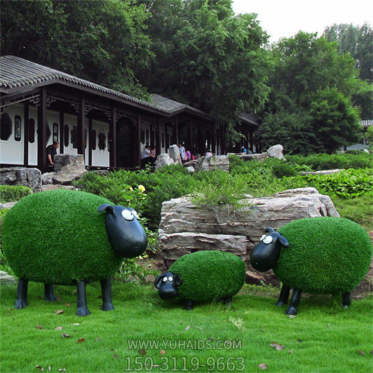 草皮肖恩羊，綠色可愛綠植動物擺件雕塑