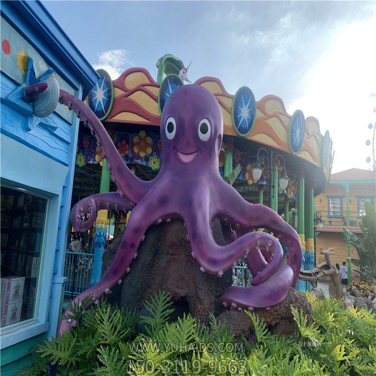 商場(chǎng)戶外園林景觀玻璃鋼大型八爪魚(yú)雕塑