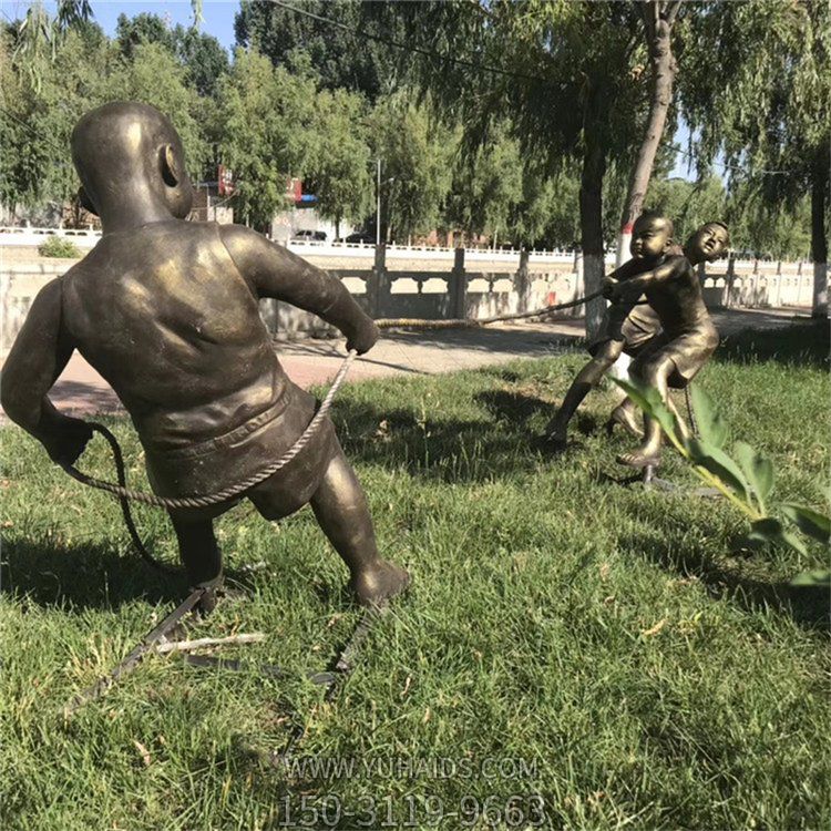 拔河，玻璃鋼民俗生活場景雕塑