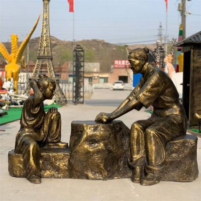 情景人物雕塑，城市街道玻璃鋼仿銅創(chuàng)意情景人物雕塑