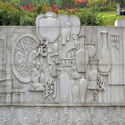 中國瓷器主題浮雕，石刻壁畫