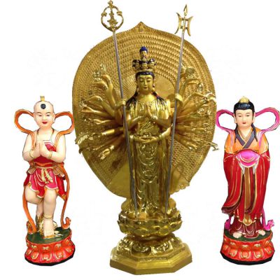 不銹鋼噴金烤漆創(chuàng)意千手觀(guān)音雕塑