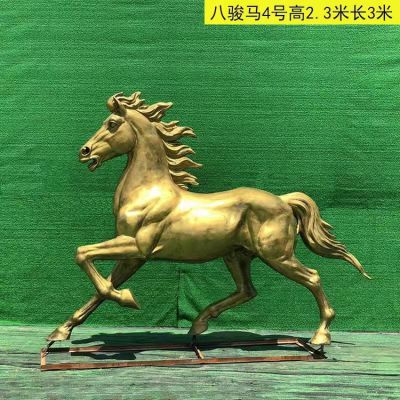 奔馬雕塑，玻璃鋼仿銅馬兒雕塑
