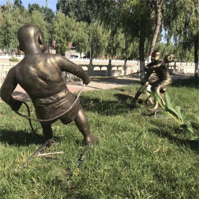 拔河，玻璃鋼民俗生活場景雕塑