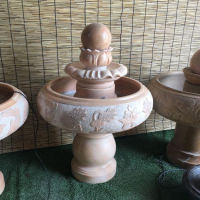 晚霞紅大理石風(fēng)水球水缽，室內(nèi)家用小型招財(cái)擺件
