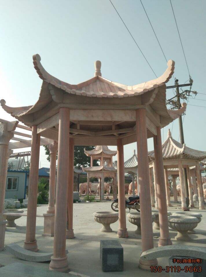晚霞紅單層、單檐、加厚、六角涼亭